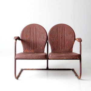 mid-century double seat motel chair bench image 1