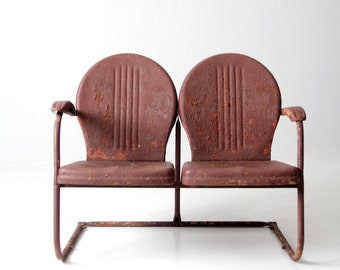 mid-century double seat motel chair bench