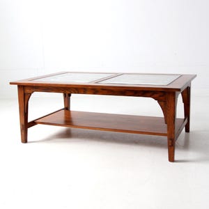 Glass Top Coffee Table ~ Mid Century Brass Lion Head Wood