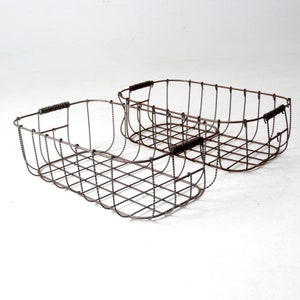 vintage wire baskets pair