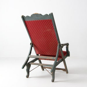 Victorian lawn chair, 1800s recliner chair, antique chair image 4