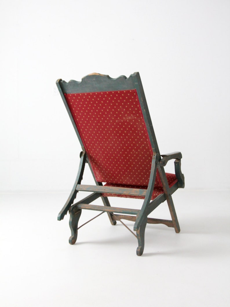 Victorian lawn chair, 1800s recliner chair, antique chair image 4