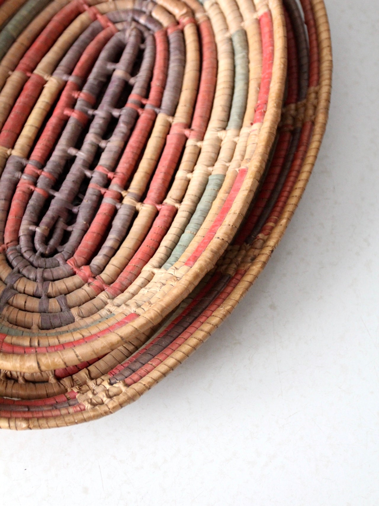 Vintage woven basket trays set/2 Etsy