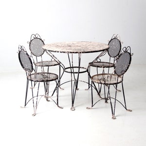 mid-century wrought iron patio dining set