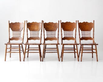vintage oak dining chairs set of 5