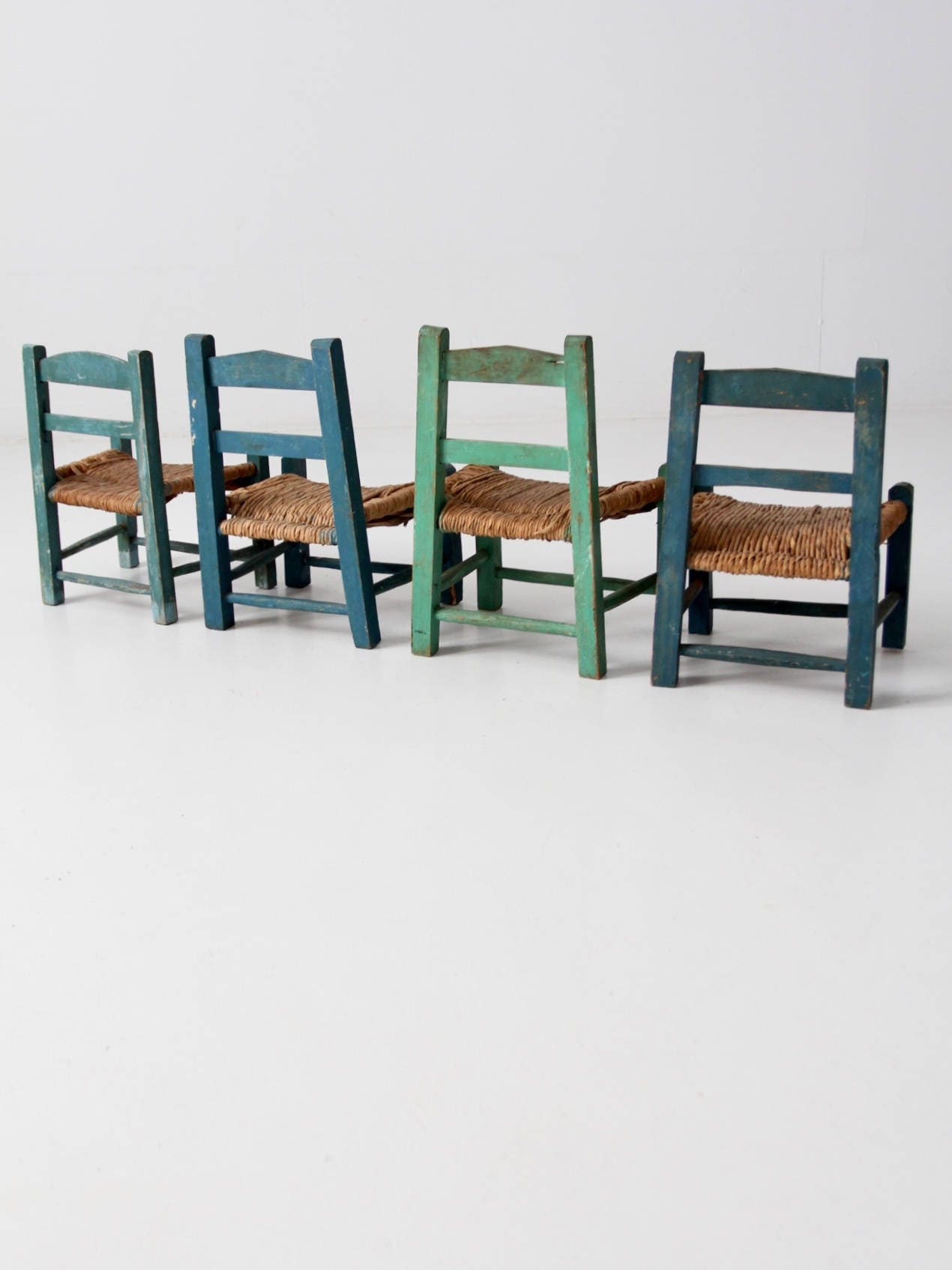 Mexican Folk Art Chair Collection Vintage Painted Children s