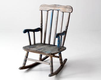 children's rocking chair, vintage wooden kid's chair
