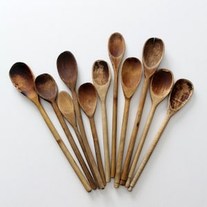vintage wooden kitchen spoon collection