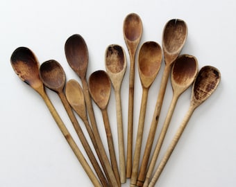 vintage wooden kitchen spoon collection