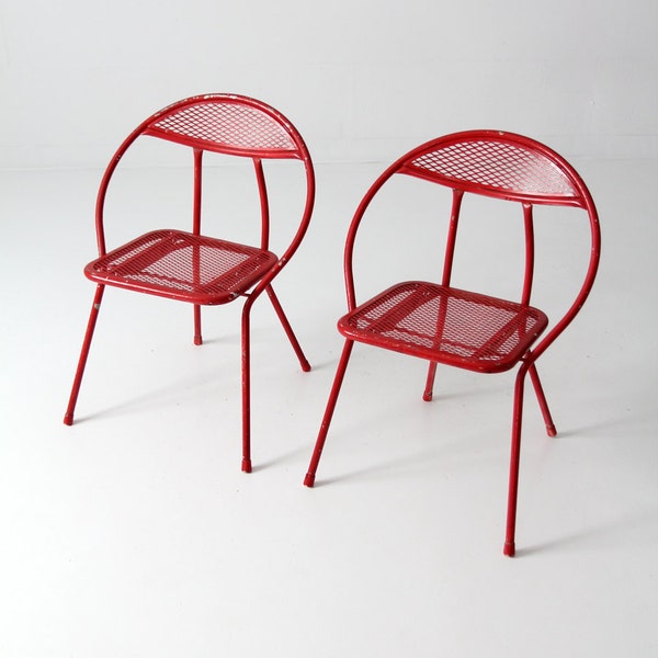 mid century metal folding chairs, Salterni-style patio chairs