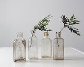 Antique Glass Bottle Collection, Clear Glass Pharmaceutical Bottles