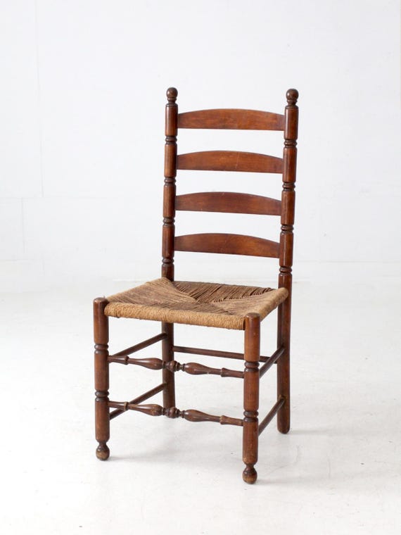 Antique Rush Seat Ladder Back Chair - Etsy
