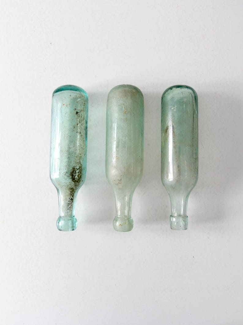 1800s round bottom bottle collection, set of 3 antique soda bottles image 4