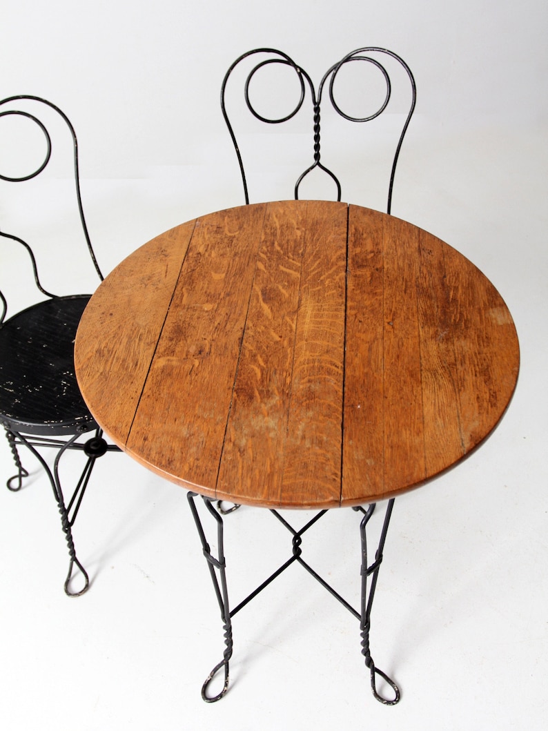 Antique Ice Cream Parlor Table and Chair Set Etsy