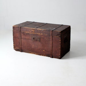 antique wooden flat top trunk