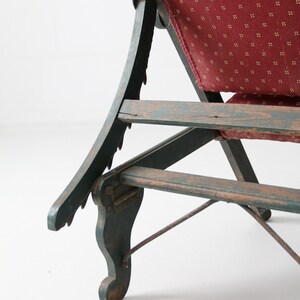 Victorian lawn chair, 1800s recliner chair, antique chair image 9