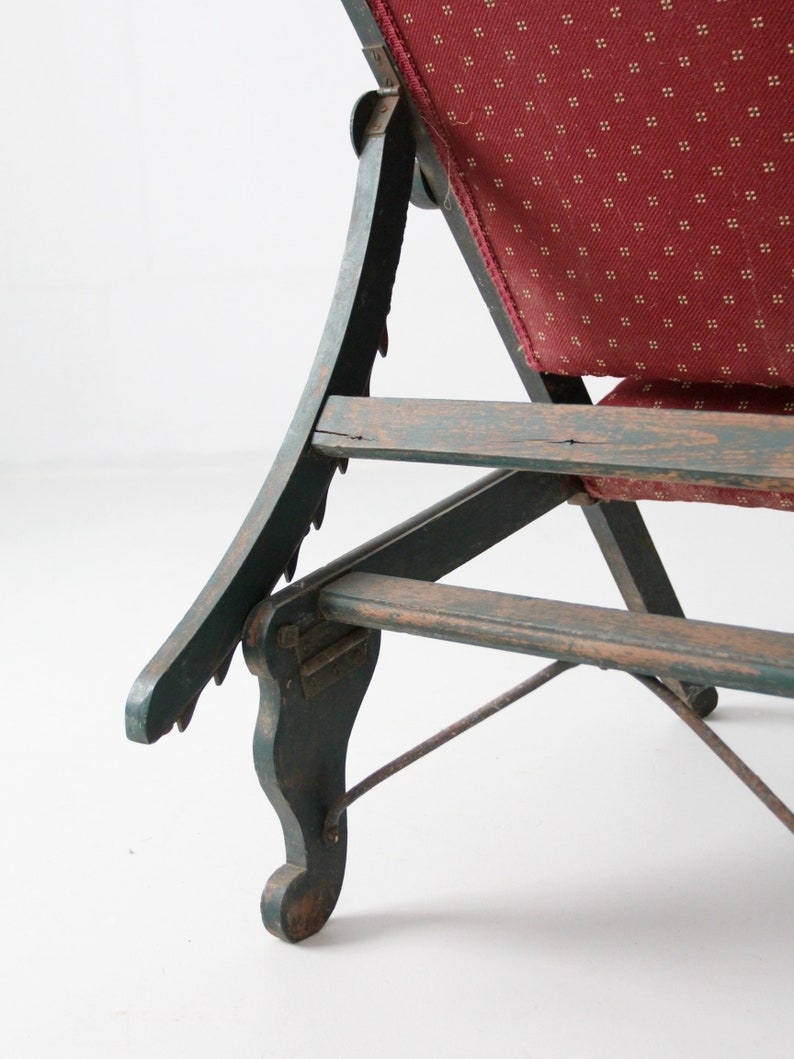 Victorian lawn chair, 1800s recliner chair, antique chair image 9