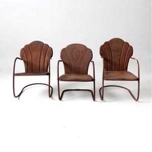 mid-century children&#39;s metal patio chairs set/3