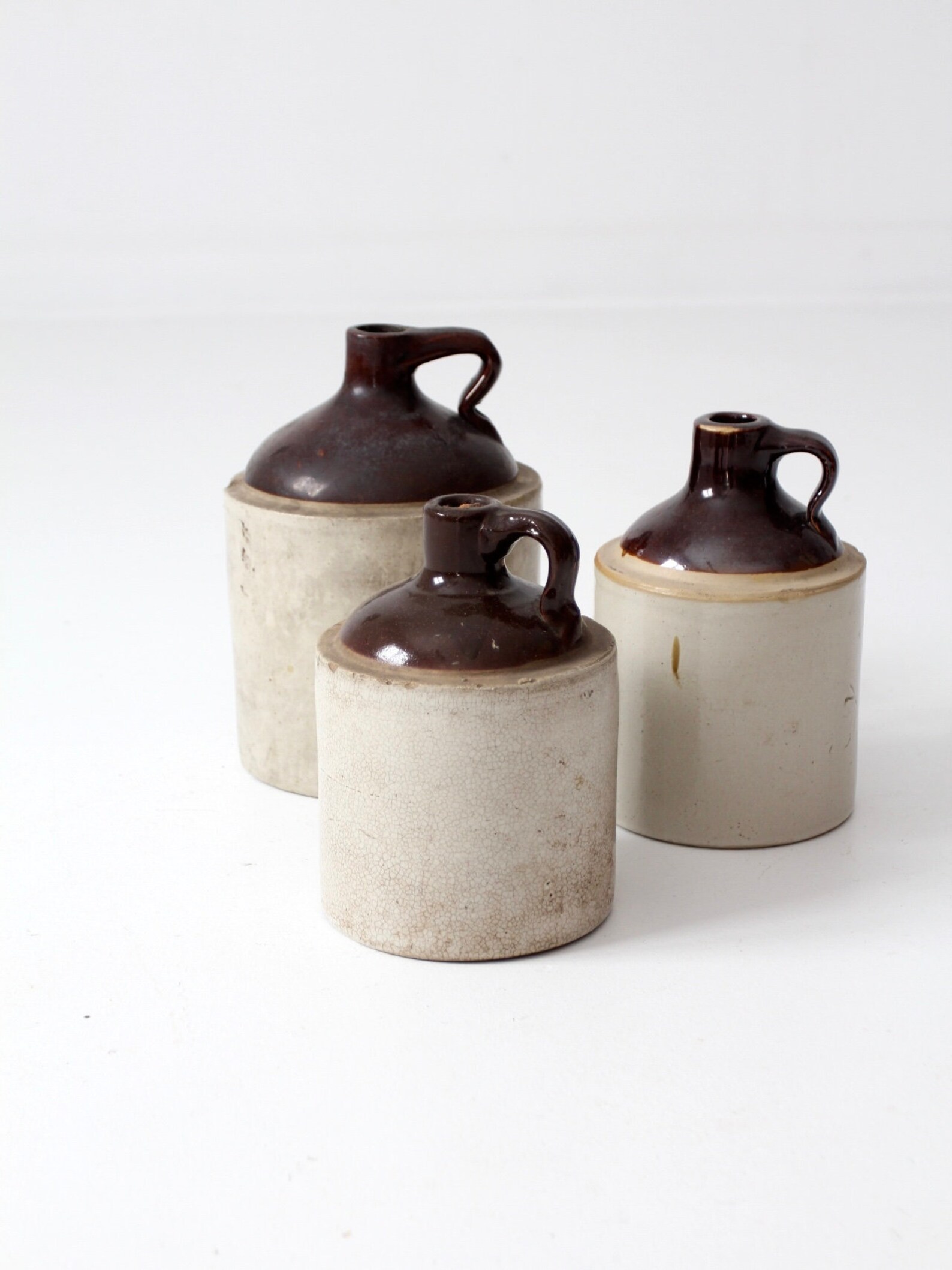 Antique Stoneware Jugs Set/3 Albany Slip Crock Jugs Etsy