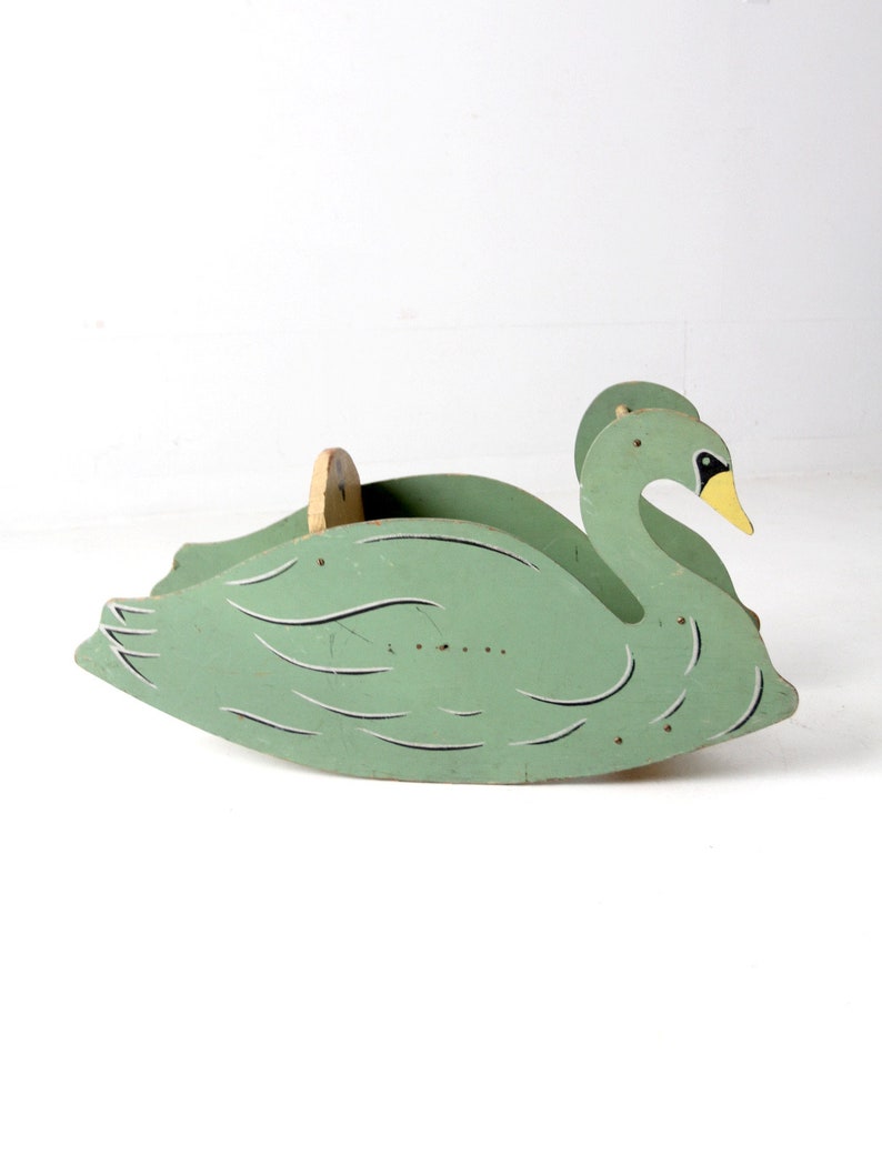 antique Mengel Playthings toy swan rocker image 5