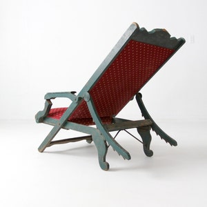 Victorian lawn chair, 1800s recliner chair, antique chair image 3