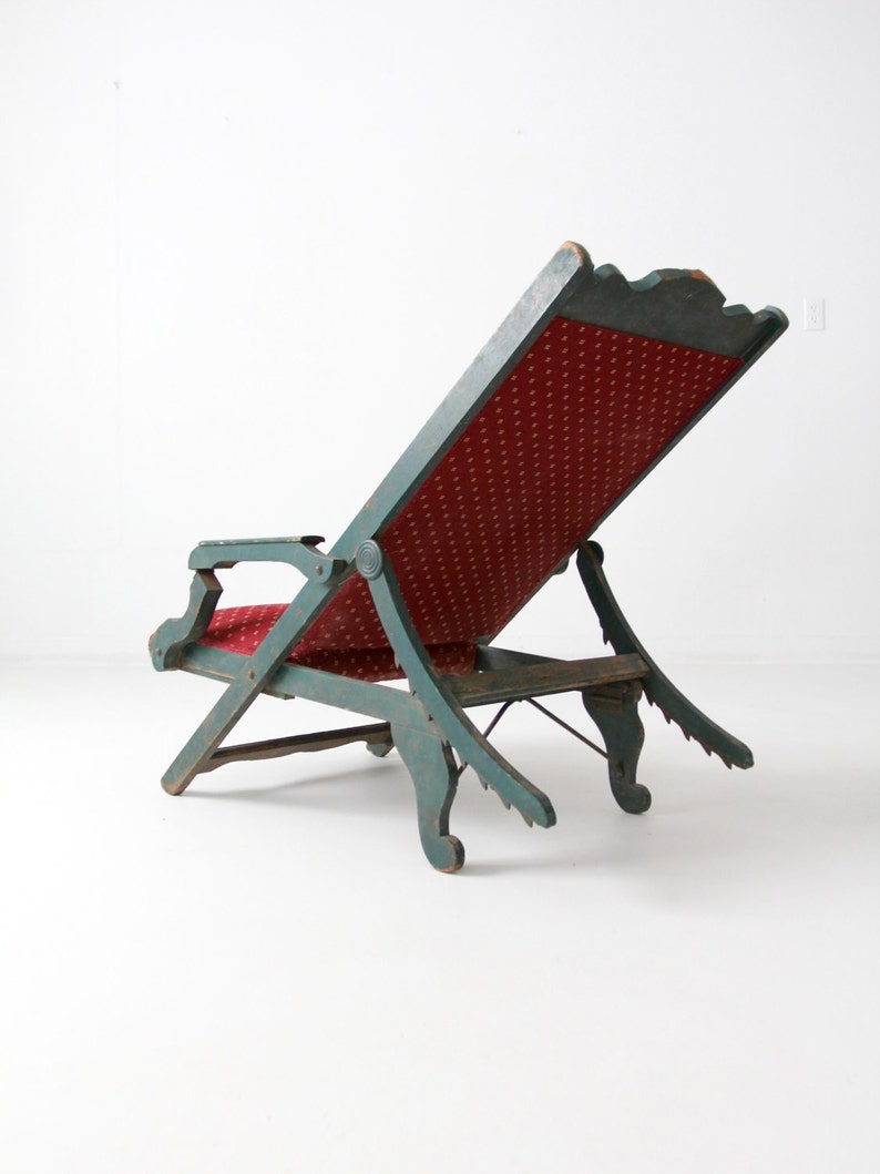 Victorian lawn chair, 1800s recliner chair, antique chair image 3