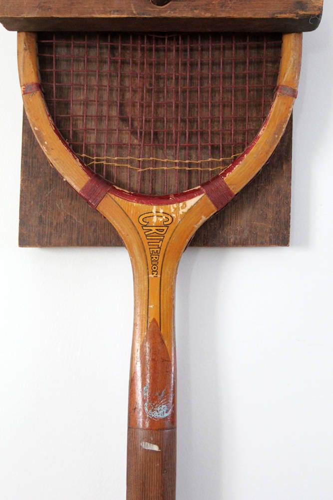 1920s W & D Criterion tennis racquet with primitive wall mount Etsy