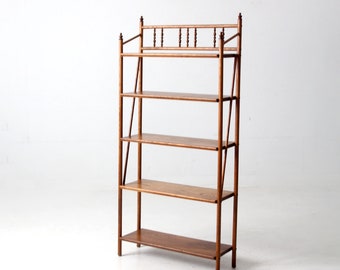 antique wood etagere shelf