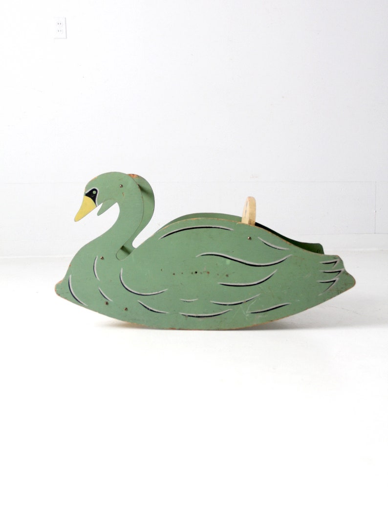 antique Mengel Playthings toy swan rocker image 2