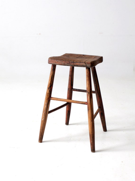 Antique Saddle Seat Wooden Stool - Etsy