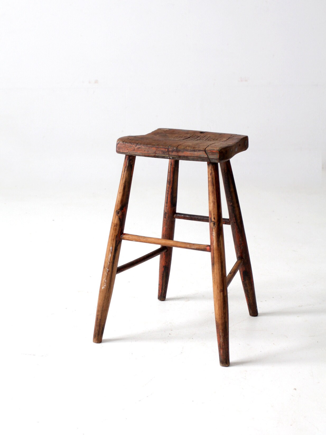 スツール Antique stool Antique Rustic Saddle Seat Stool - Etsy