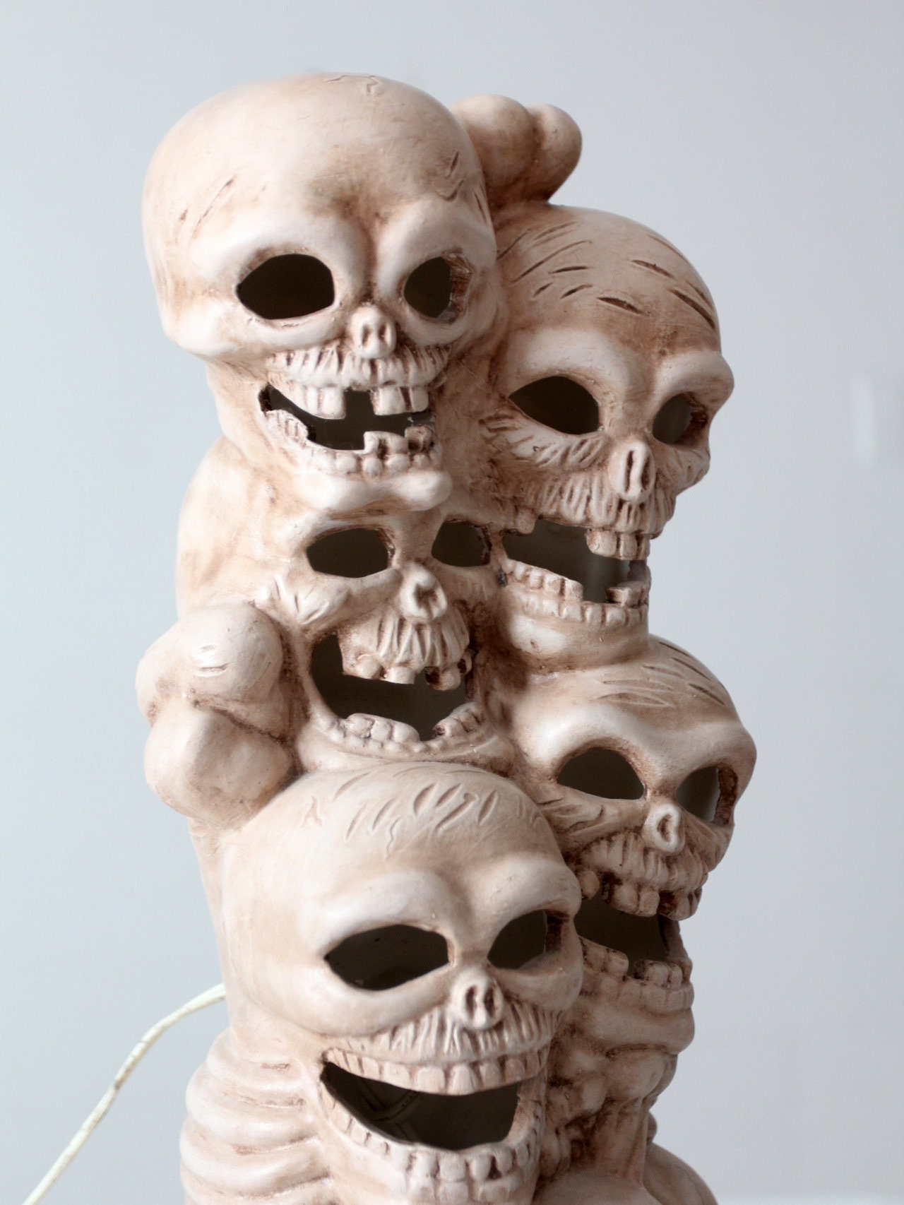 Vintage Lighted Ceramic Skull Stack - Etsy