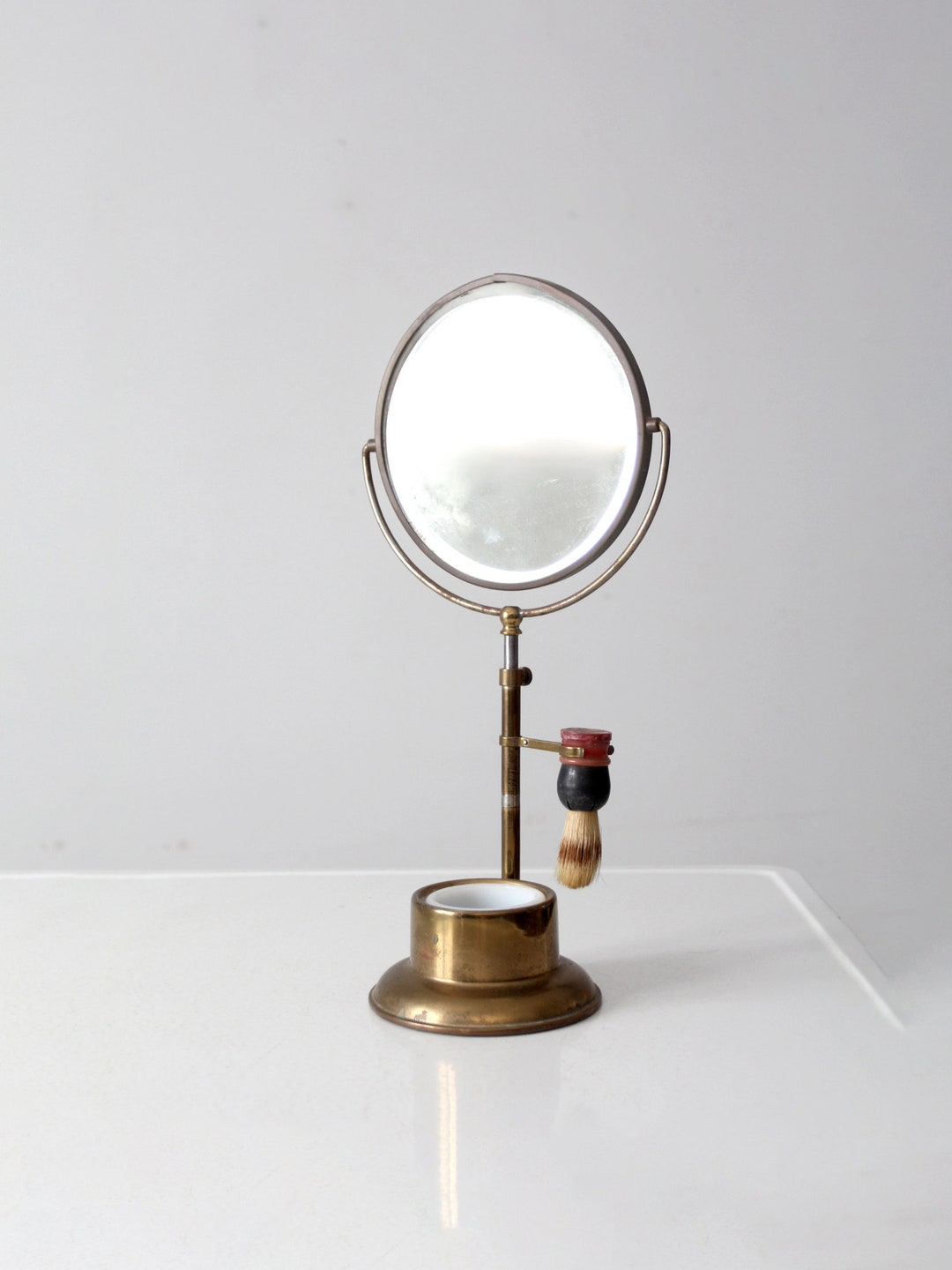 Antique Brass Shaving Mirror Set Etsy