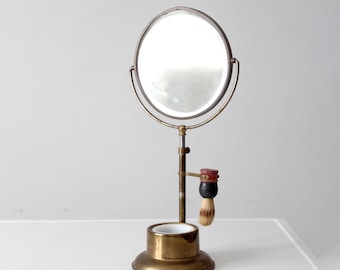 antique brass shaving mirror set