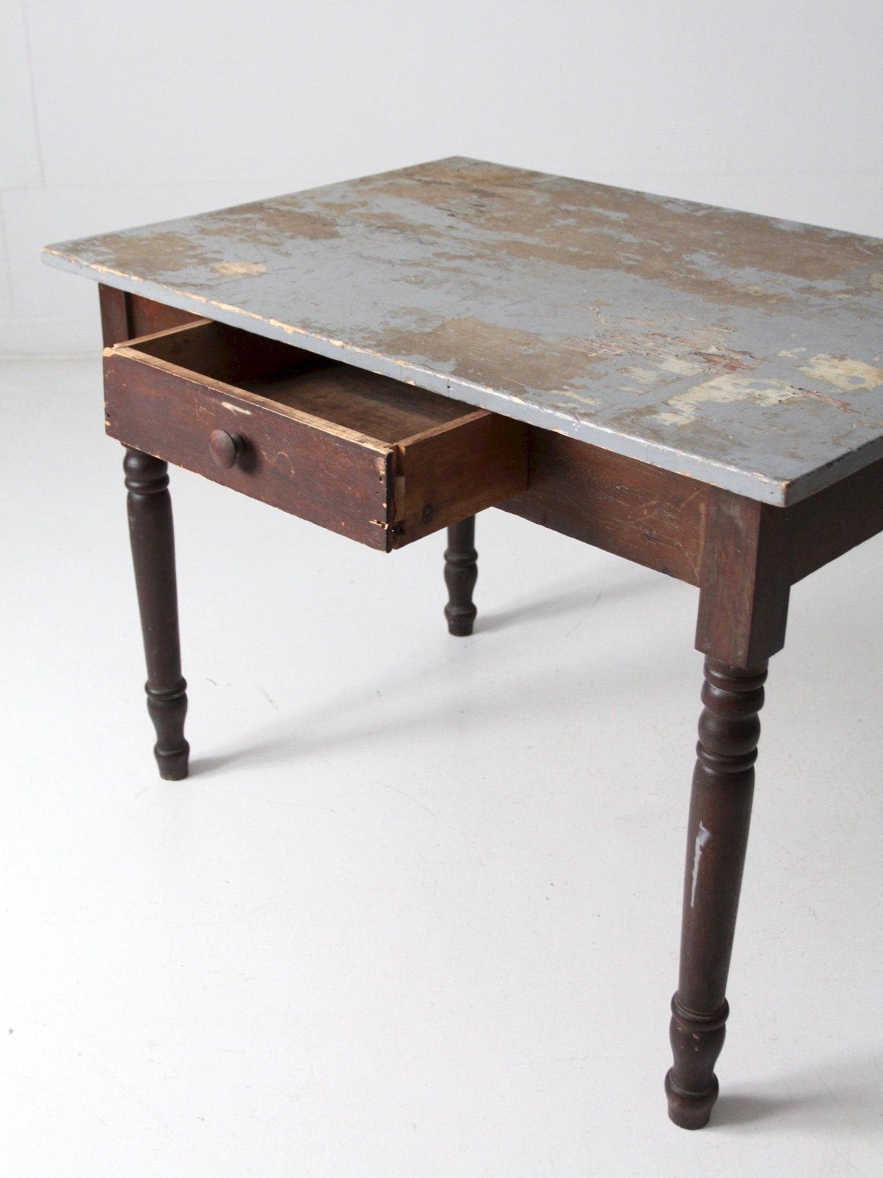 Antique kitchen table with drawer Etsy