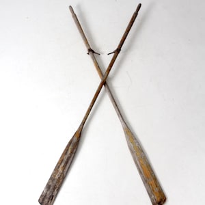 vintage wooden oars pair