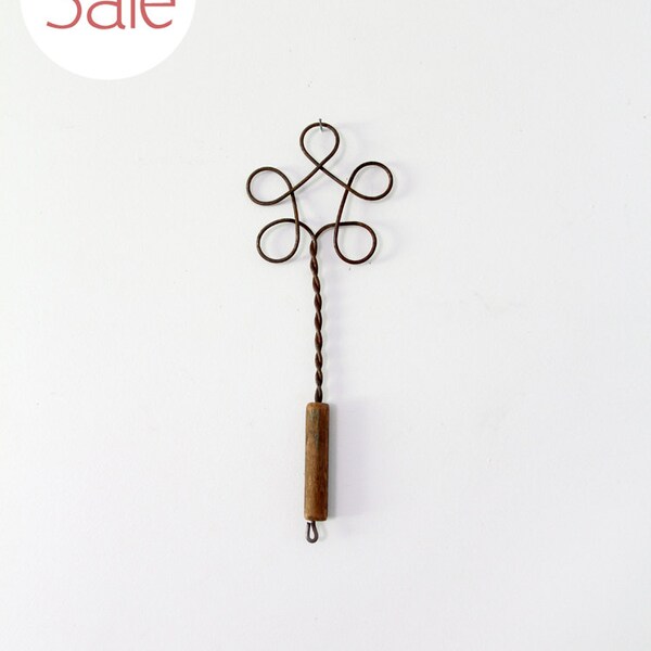 SALE - antique rug beater / small looped metal beater