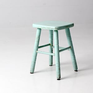 vintage painted wood stool