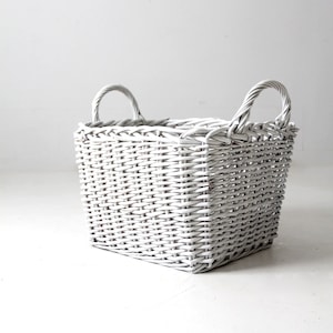 vintage large white storage basket image 1