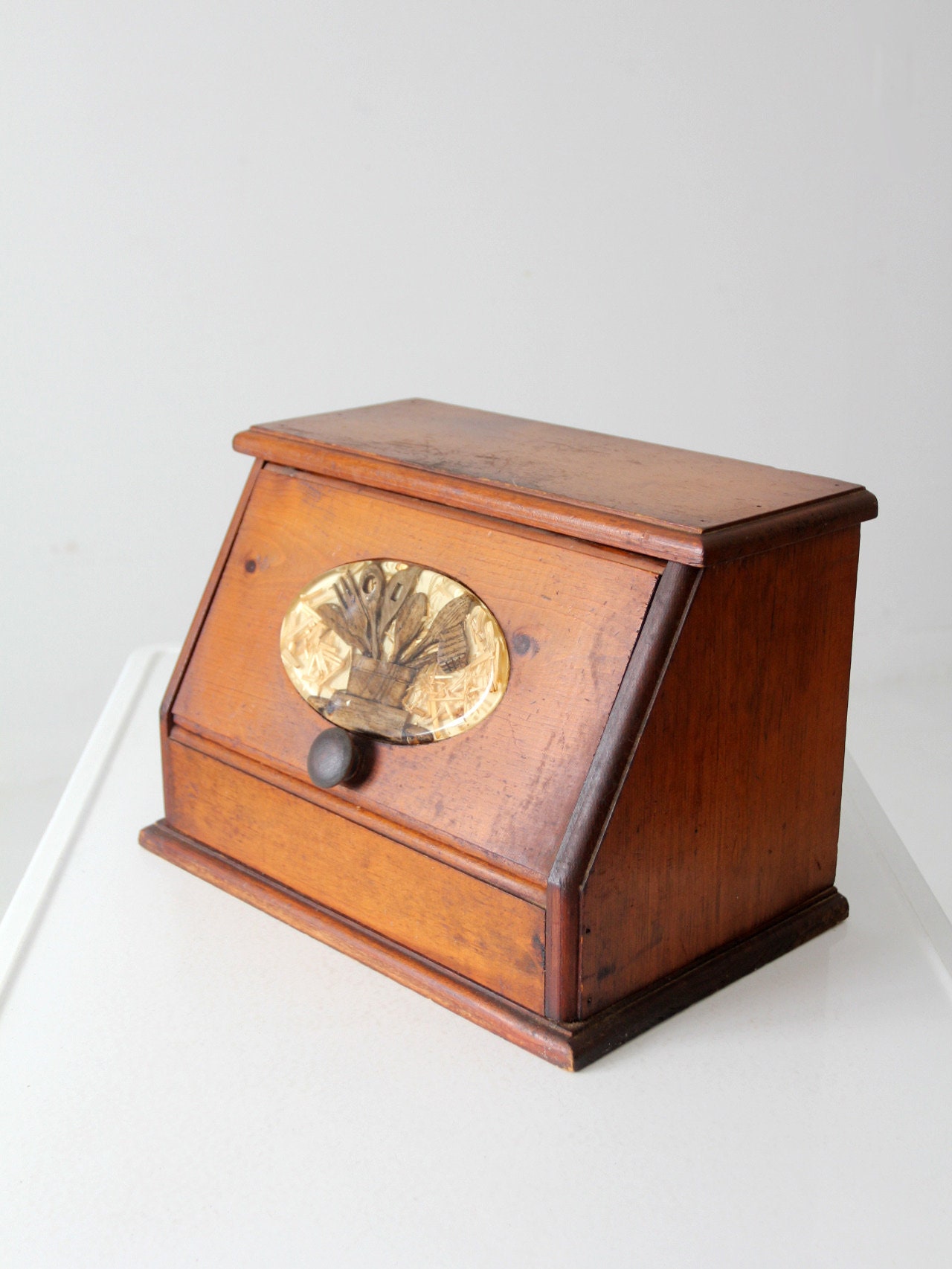 木製ブレッドボックス ヴィンテージ　ブレッドケース ヴィンテージの木製ブレッドボックス - Etsy 日本