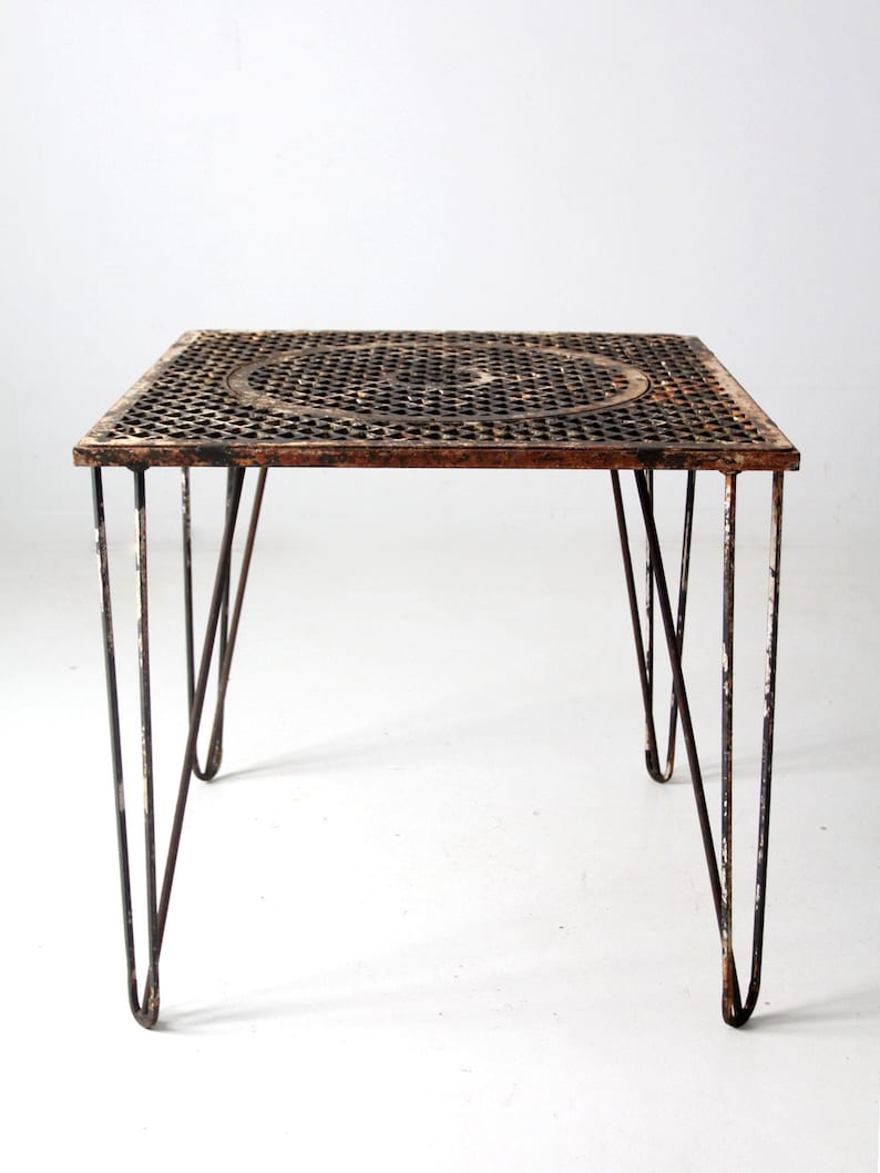 mid-century hairpin leg iron table image 10