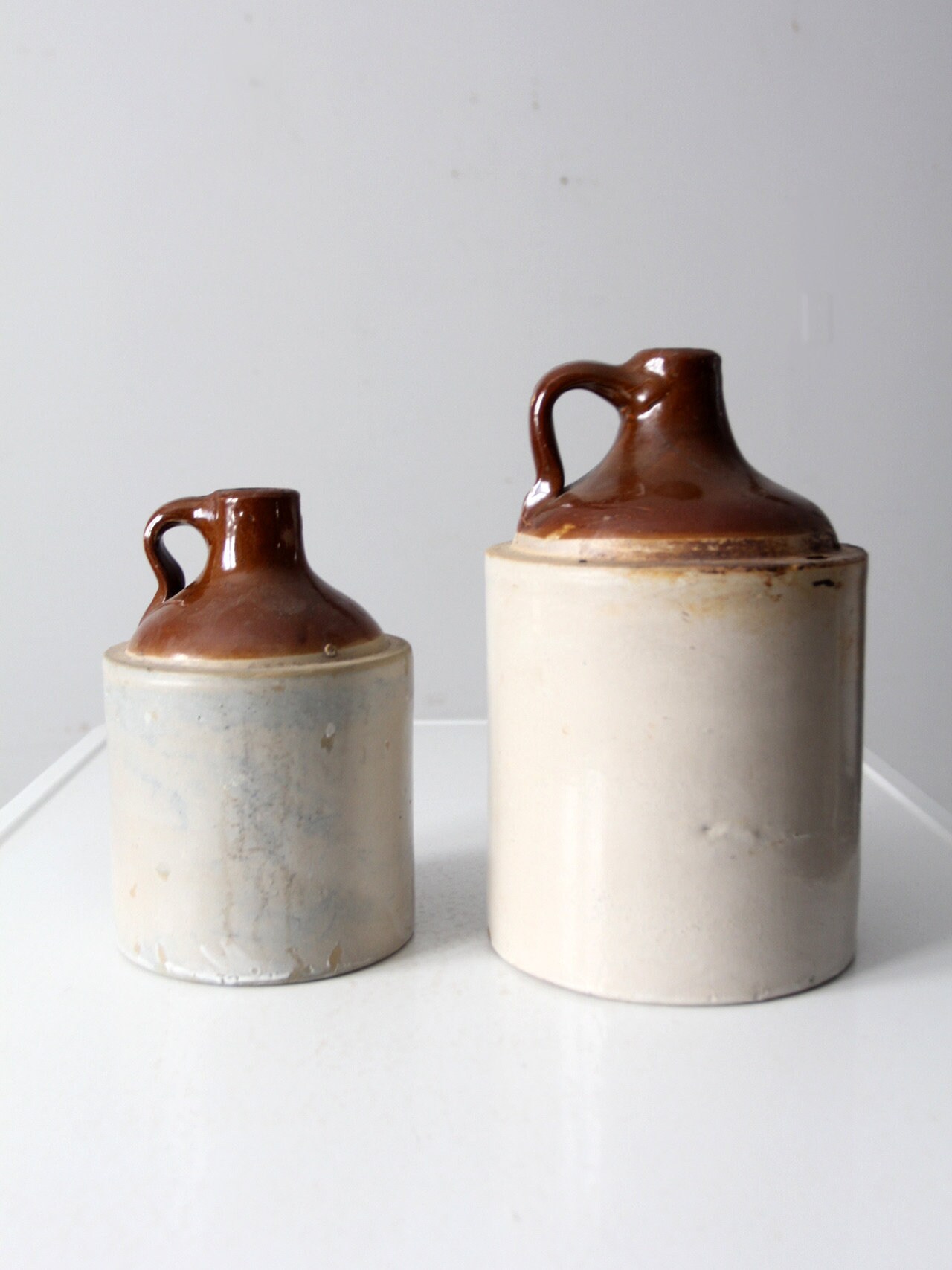 Antique Stoneware Jugs Pair, Albany Slip Crock Jugs - Etsy