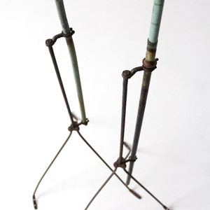 antique American lightning rods, pair copper verdigris lightning rods image 2