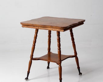 antique Edwardian oak side table with claw and ball feet