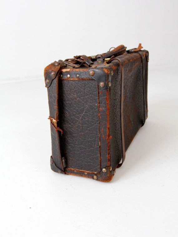 antique leather suitcase - image 6