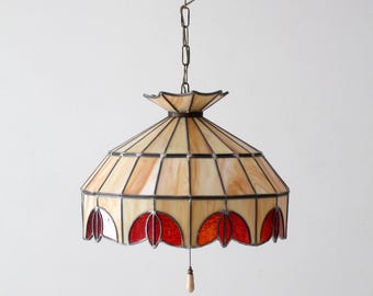 Lámpara colgante de vidrieras estilo Tiffany vintage