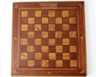 antique wood chessboard