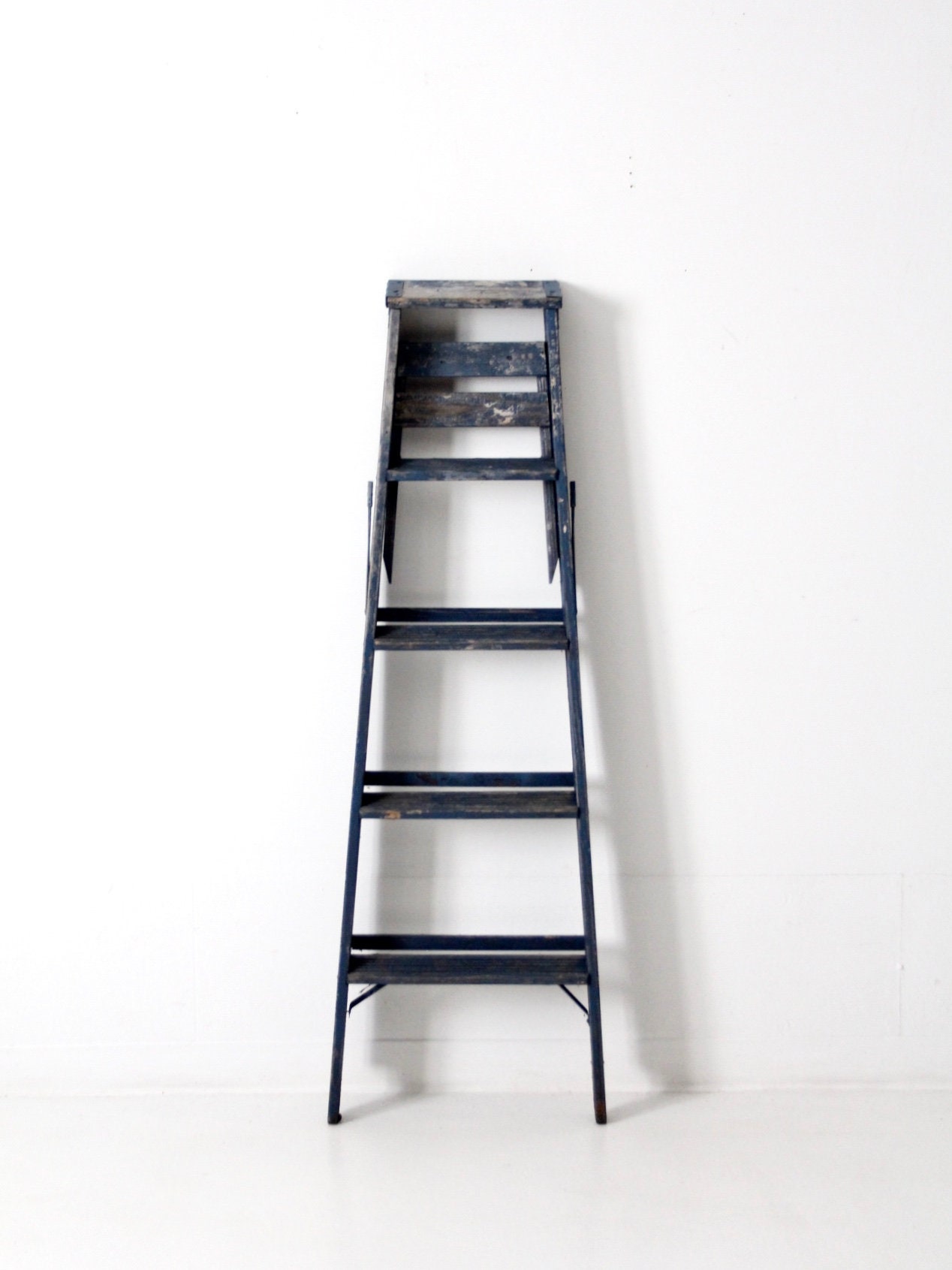 アンティーク雑貨 ladder Vintage Blue Wooden Ladder, Decorative Ladder - Etsy