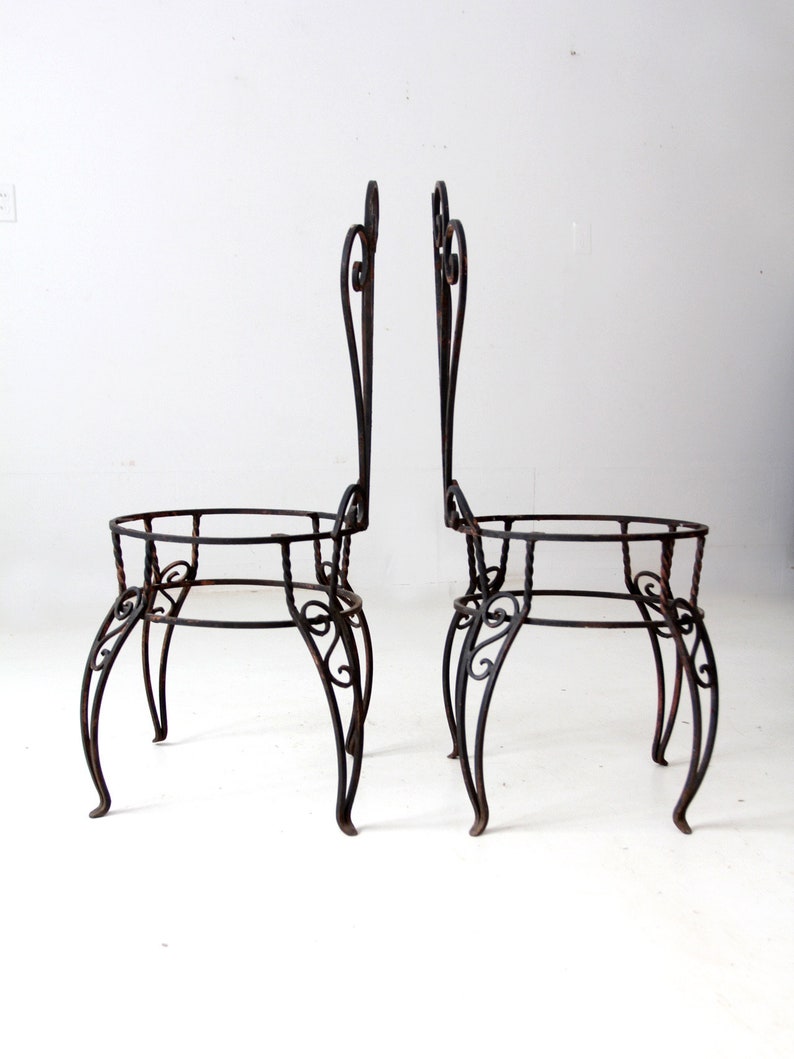 vintage wrought iron garden chairs pair image 9