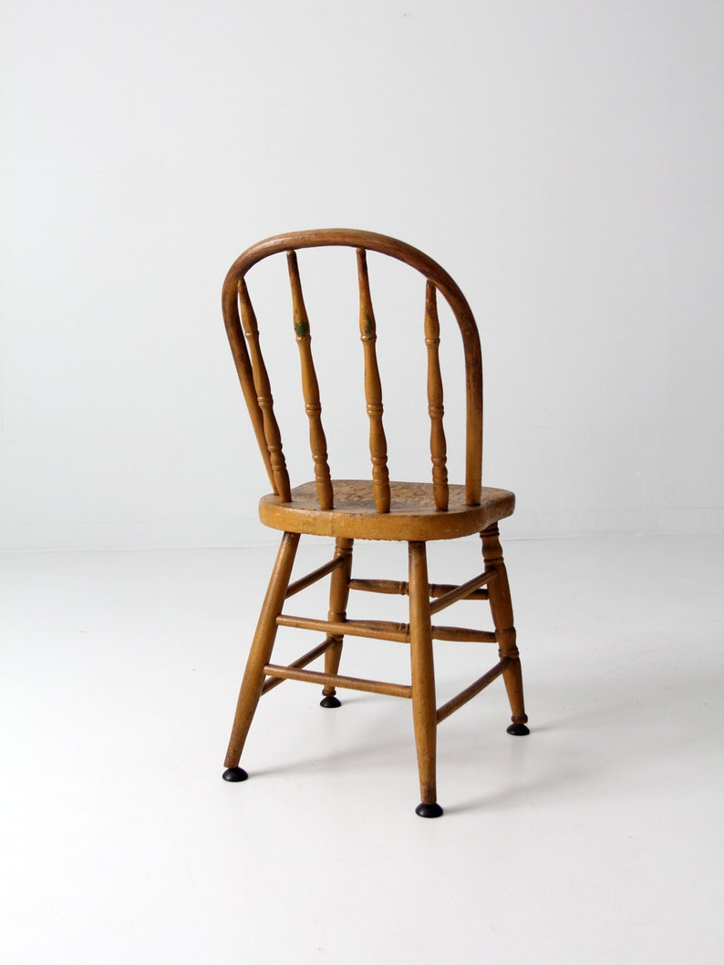 vintage wood spindle back chair, painted kitchen chair image 6